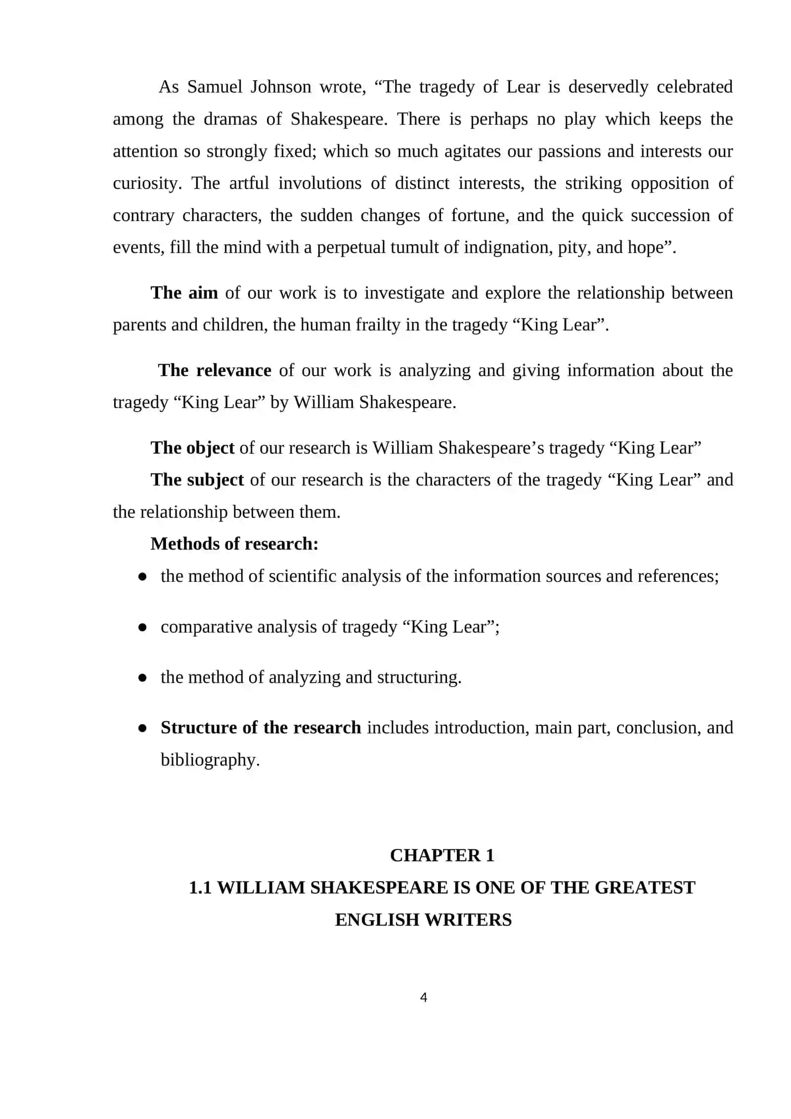 Analysis of the Climax of the Tragedy of Shakespeare, "King Lear" 4