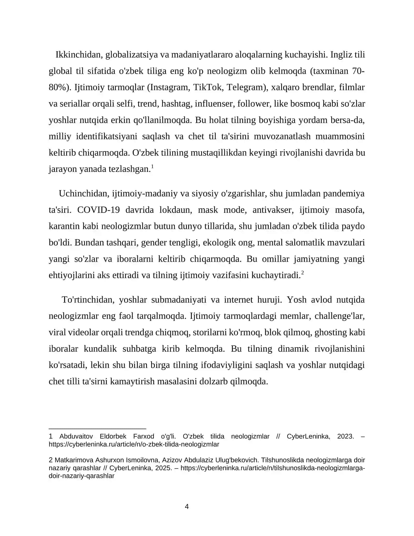 O‘zbek tilida neologizmlar: yaratilish mexanizmlari va tasnifi 4