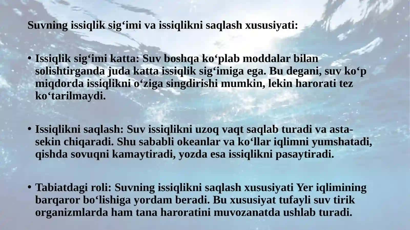 Suvning tabiiy, kimyoviy va biologik xususiyatlari 4