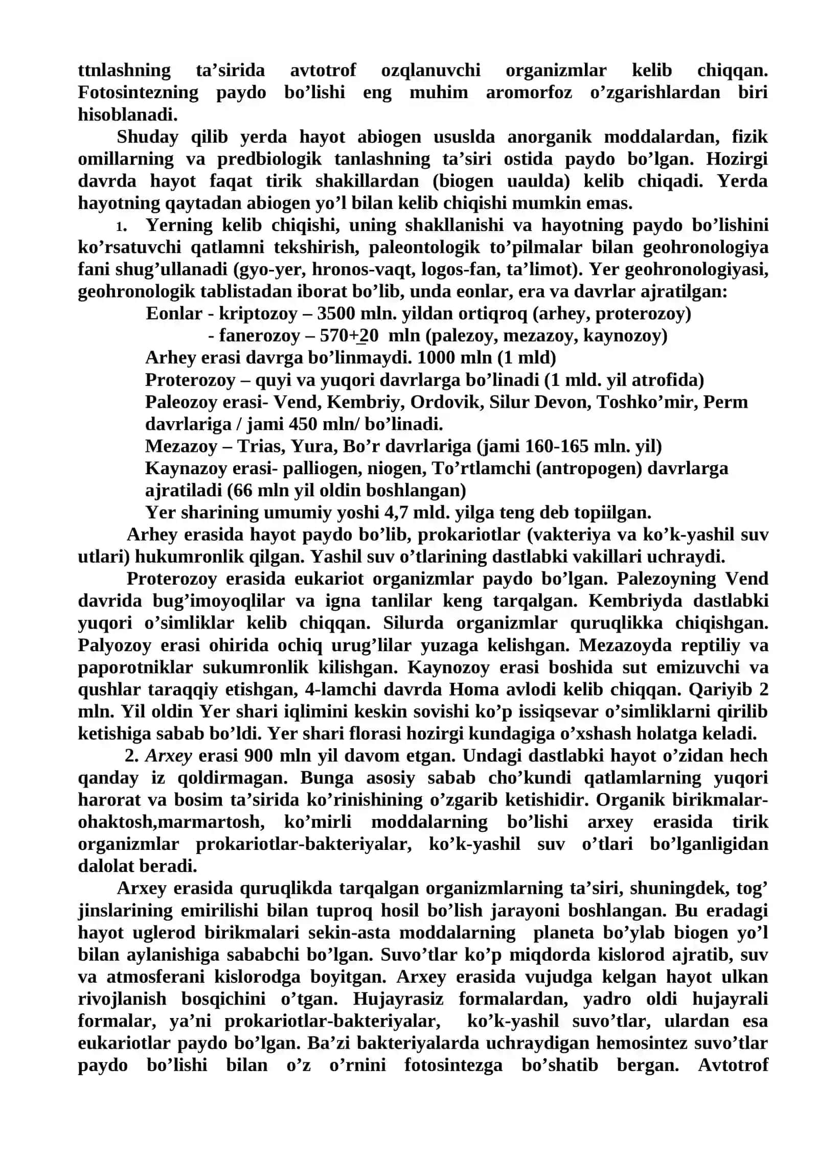 YERDA HAYOTNING PAYDO BO’LISHI VA RIVOJLANISHI 4