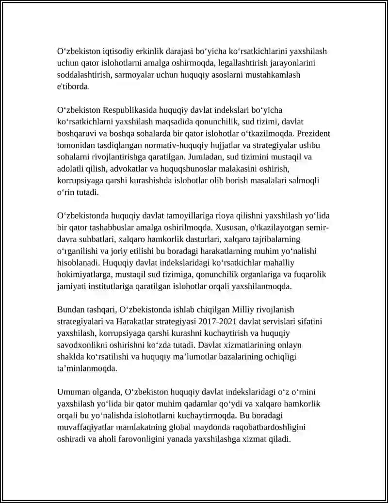 SIYOSIY-HUQUQIY SOHADAGI USTUVOR HALQARO REYTINGLAR VA ULARGA O‘ZBEKISTONNING INTEGRATSIYALASHUVI 4
