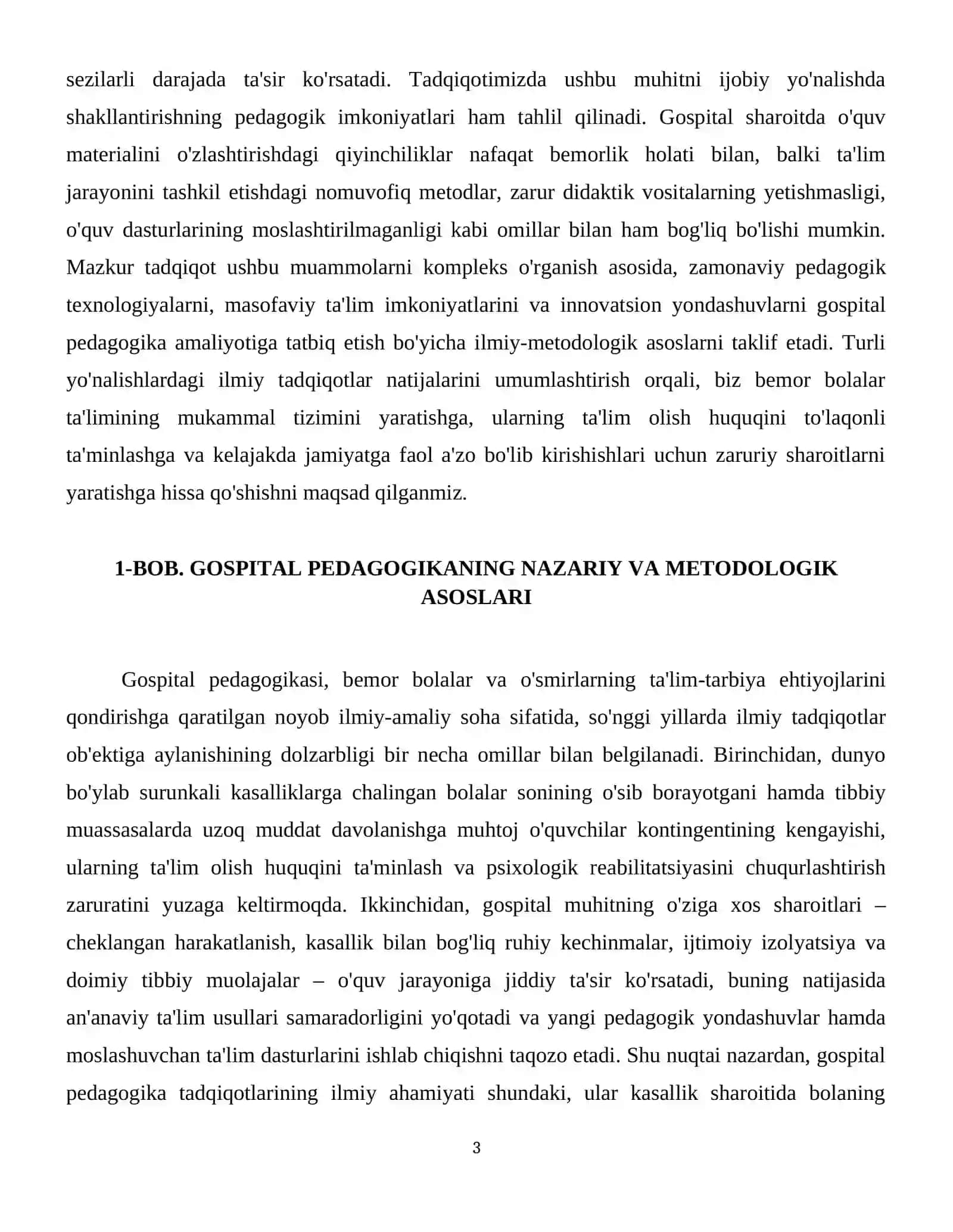 Turli yo'nalishdagi ilmiy tadqiqotlarda gospital pedagogika muammo larini o'rganish. 4