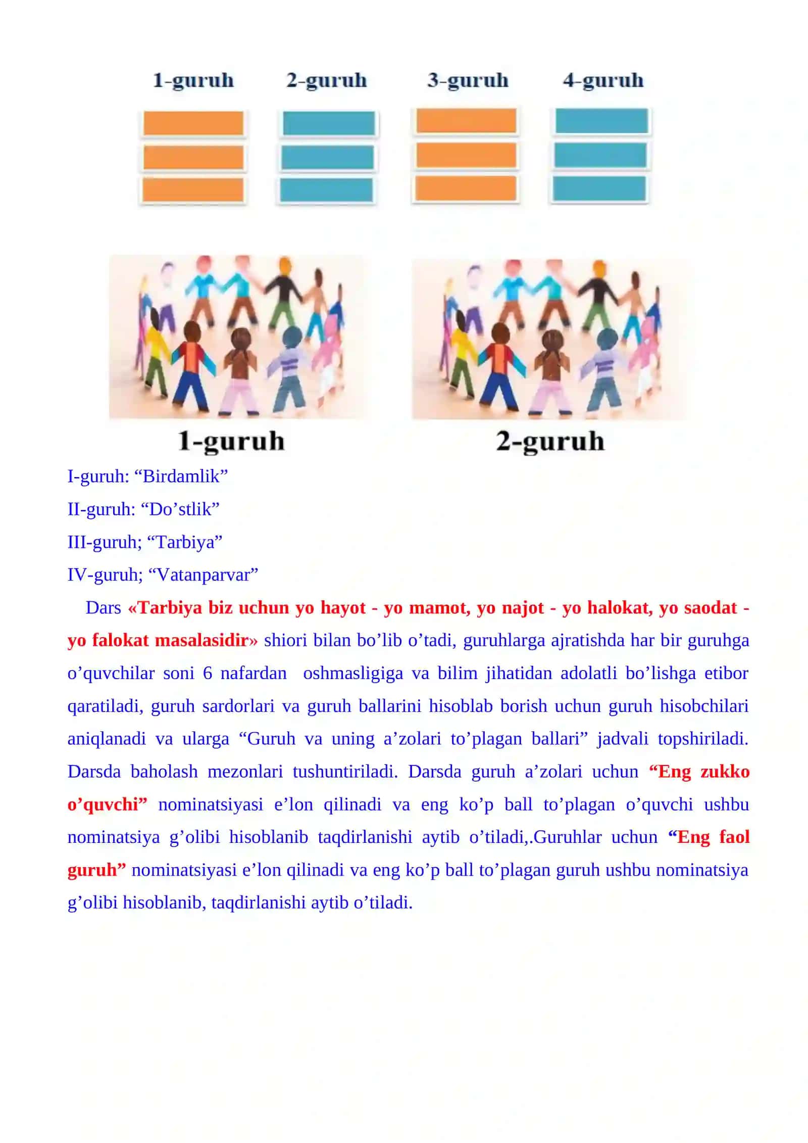 6-sinf Tarbiya fanidan Hatti harakat qanday bo'lsa, oqibat ham shunday bo'ladi dars ishlanma 4