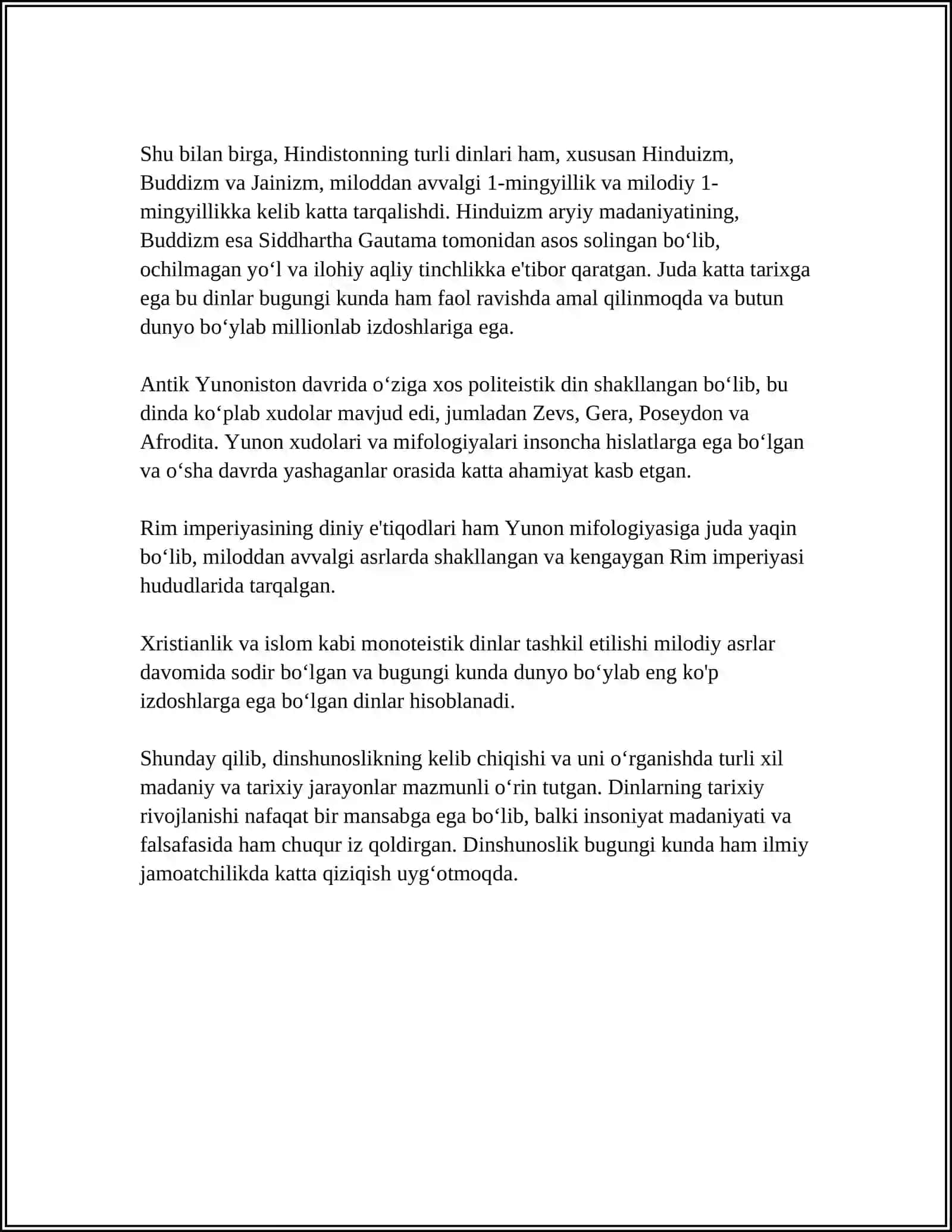 DINSHUNOSLIKNING FAN SIFATIDA SHAKLLANISHI, PREDMETI,FUNKSIYALARI,KATEGORIYASI 4