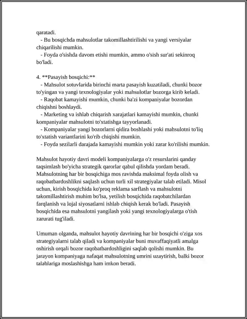 MAHSULOT HAYOTIY DAVRINI BOSHQARISH VA INNOVATSION YONDASHUVLAR 4