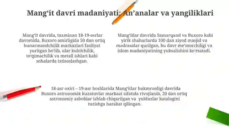 Manğitlar davrida ilm fan va madaniyat 4