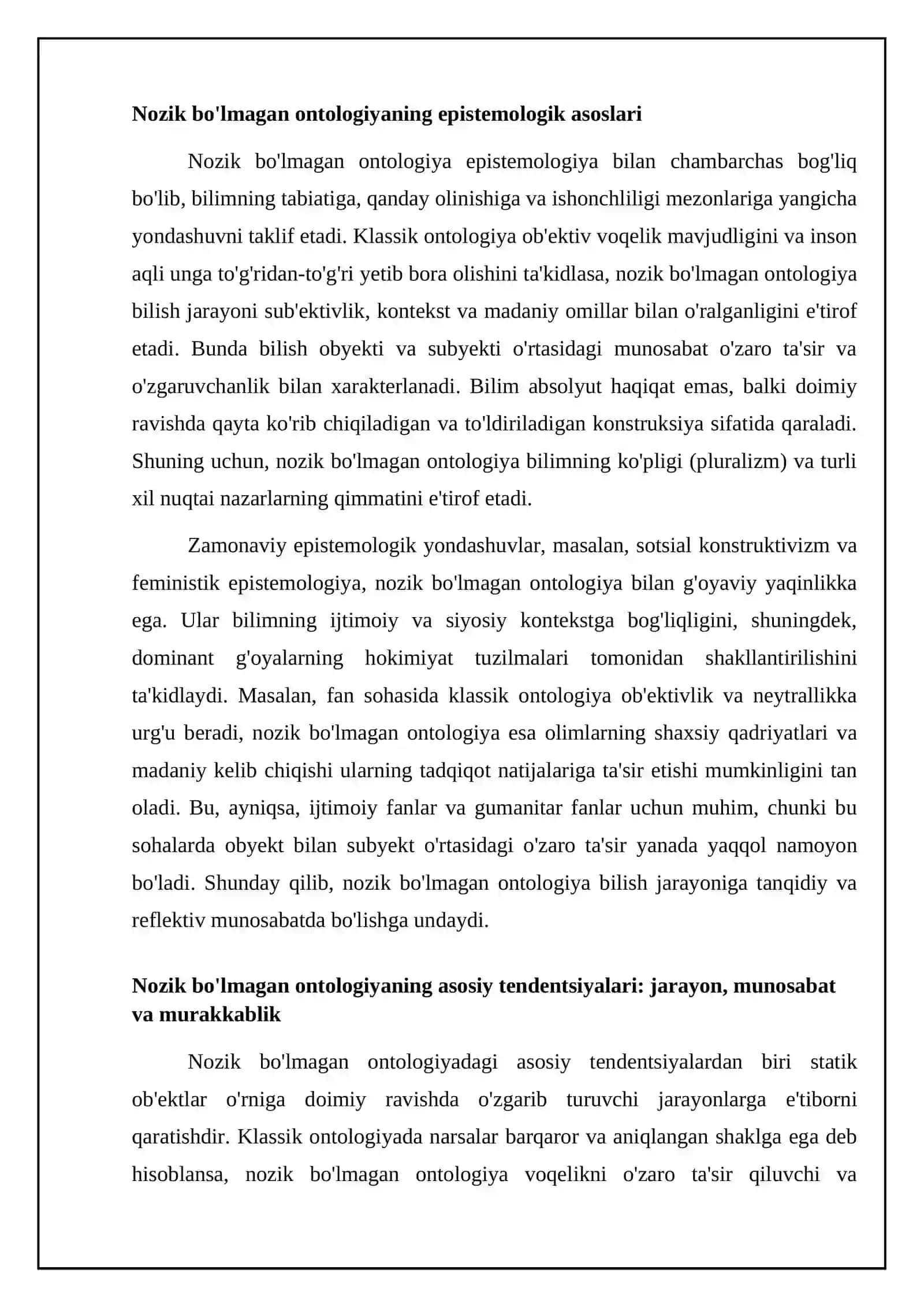 Nozik bo'lmagan ontologiyaning asosiy mohiyati va tendentsiyalari 4