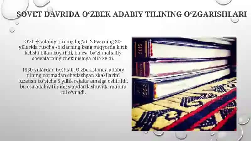 Oʻzbek adabiy tilining taraqqiyot bosqichlari 4