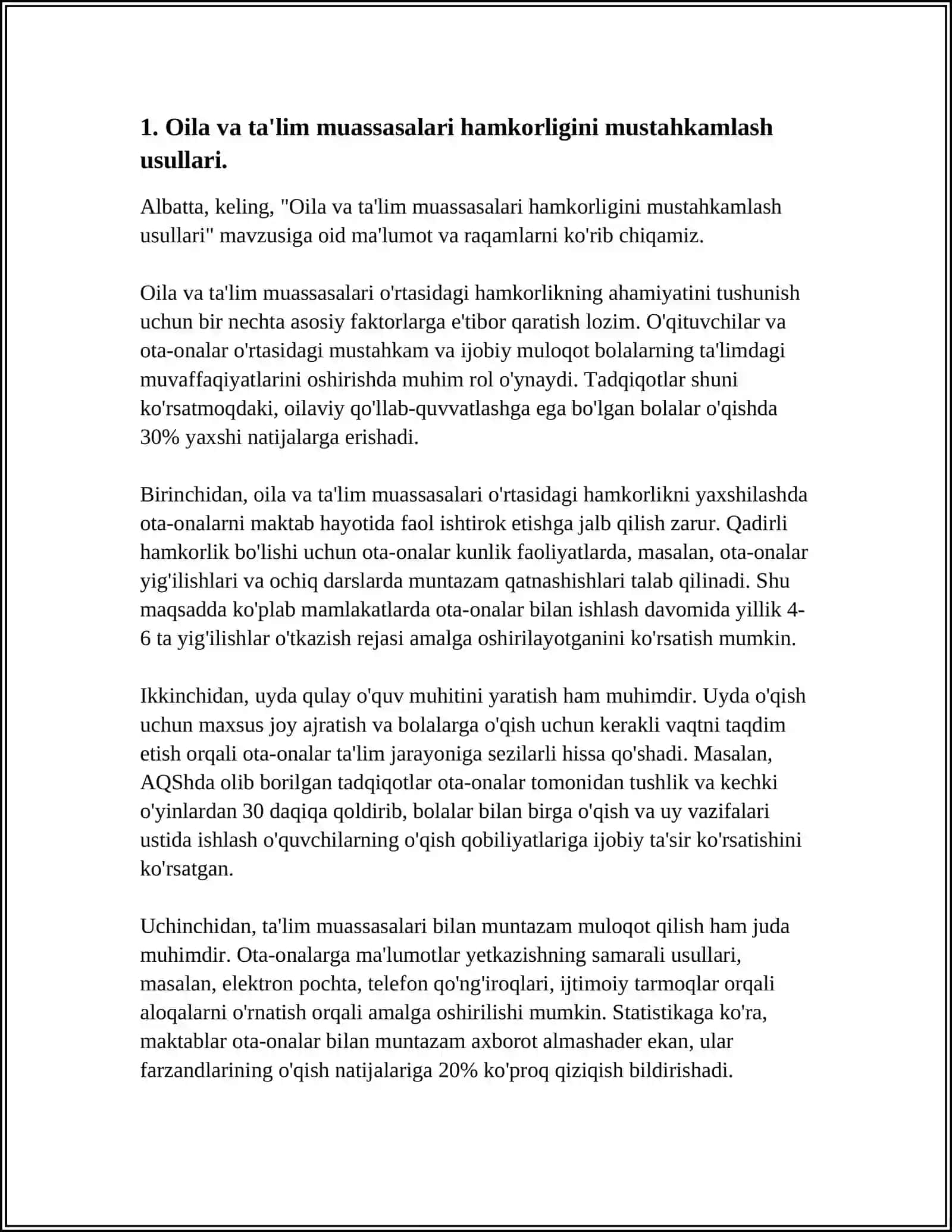 Oila va ta'lim muassasalari hamkorligini mustahkamlash usullari 4