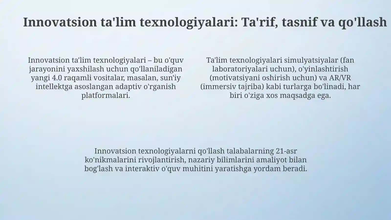 Tabiiy fanlar nazariyasi va metodikasini o‘qitishda innovatsion ta’lim texnologiyalardan foydalanish 4