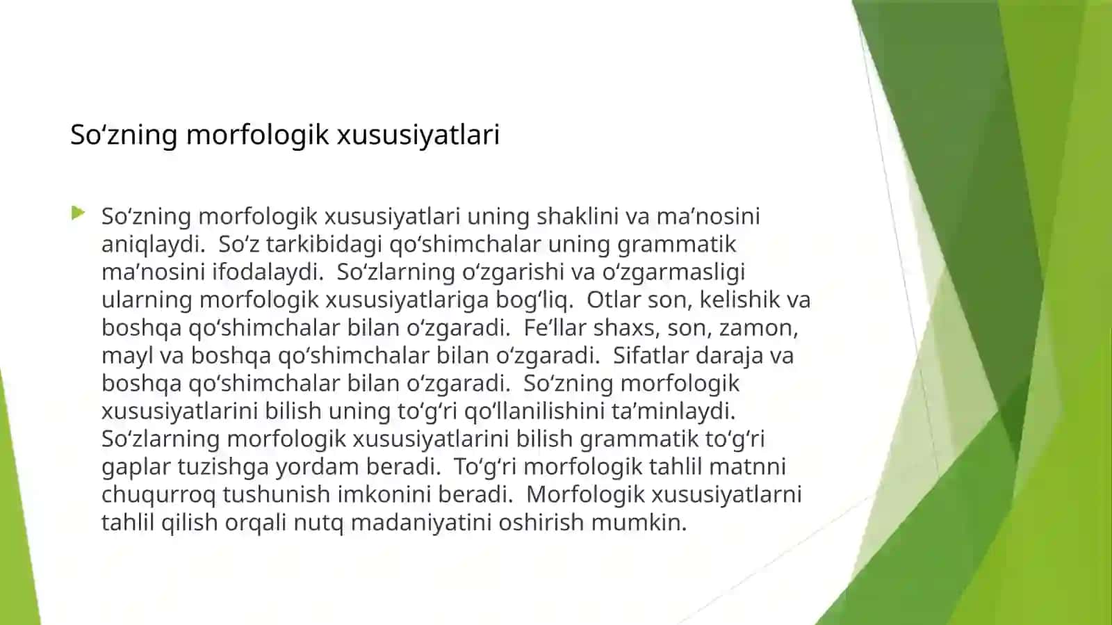 Oʻzbek tilining morfologik sathi 4