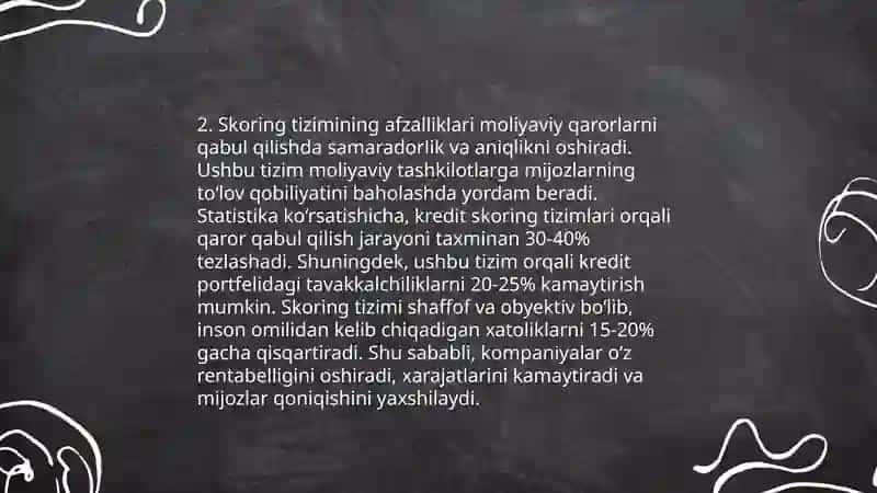 Skoring tizimining mohiyati va qo'llanishi 4