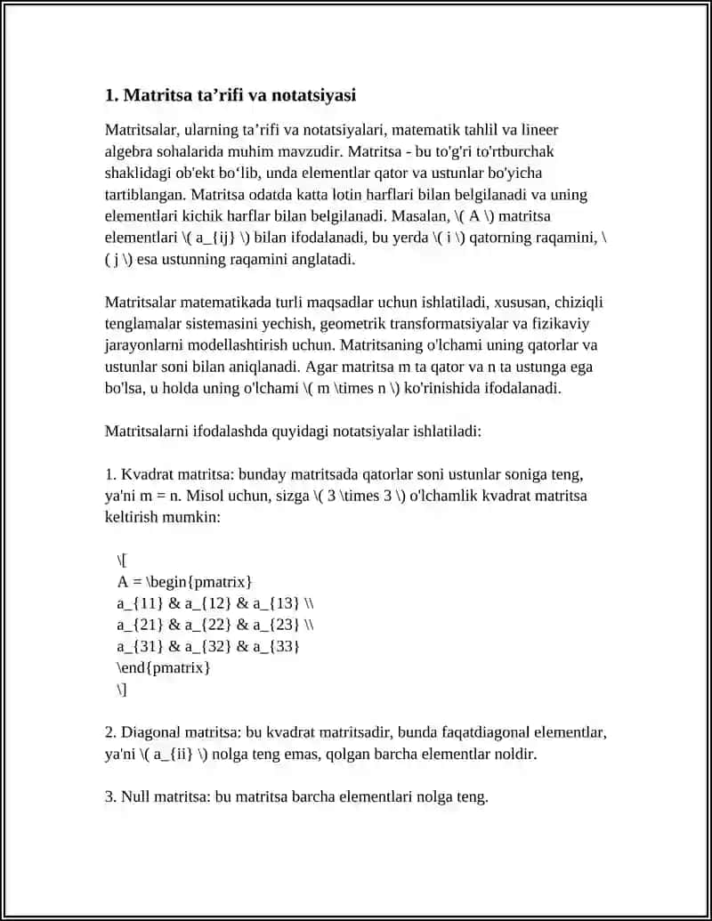 MATRITSALAR USTIDA AMALLAR 4