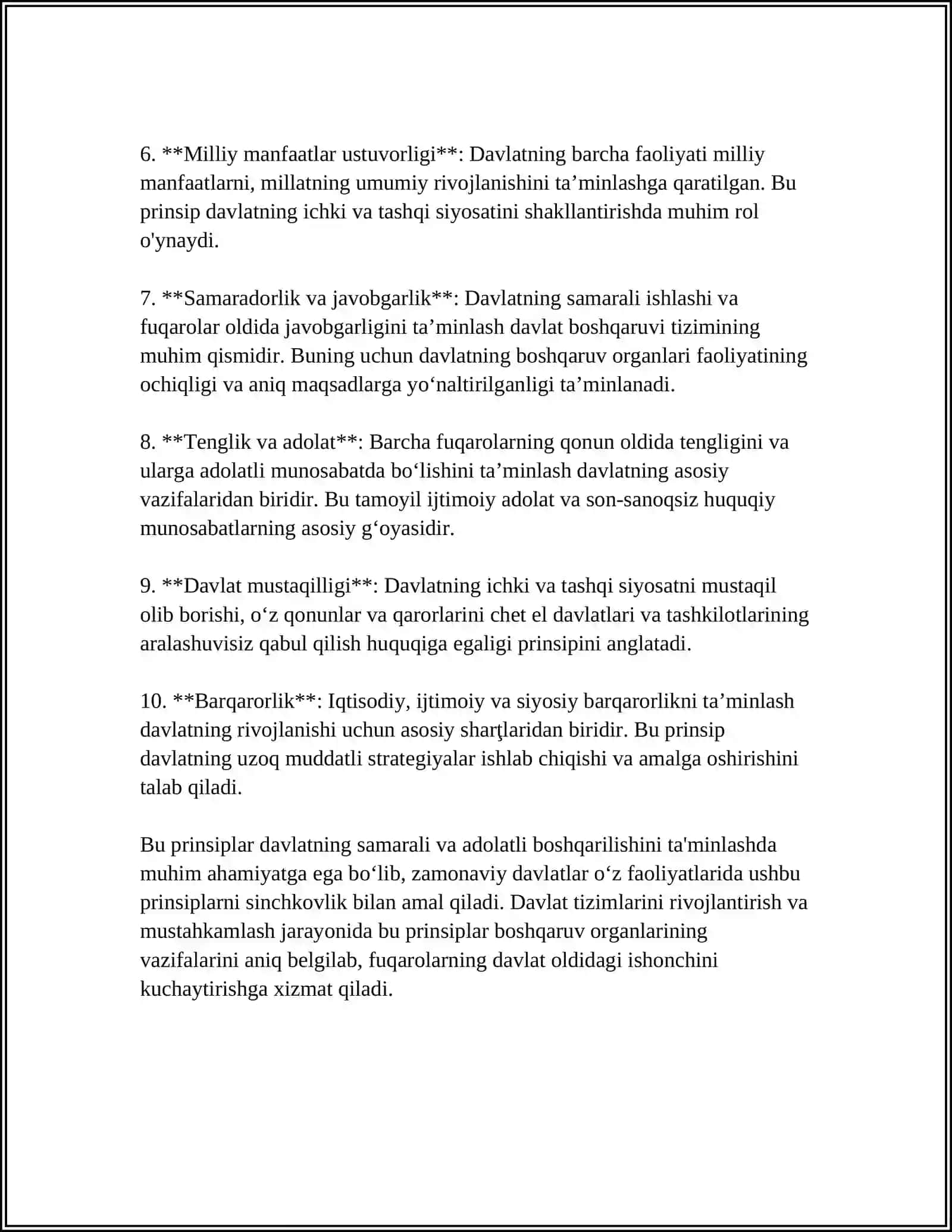 O‘ZBEKISTON RESPUBLIKASI KONSTITUTSIYASI 3 BO‘LIMINING MAZMUNINI YORITING 4