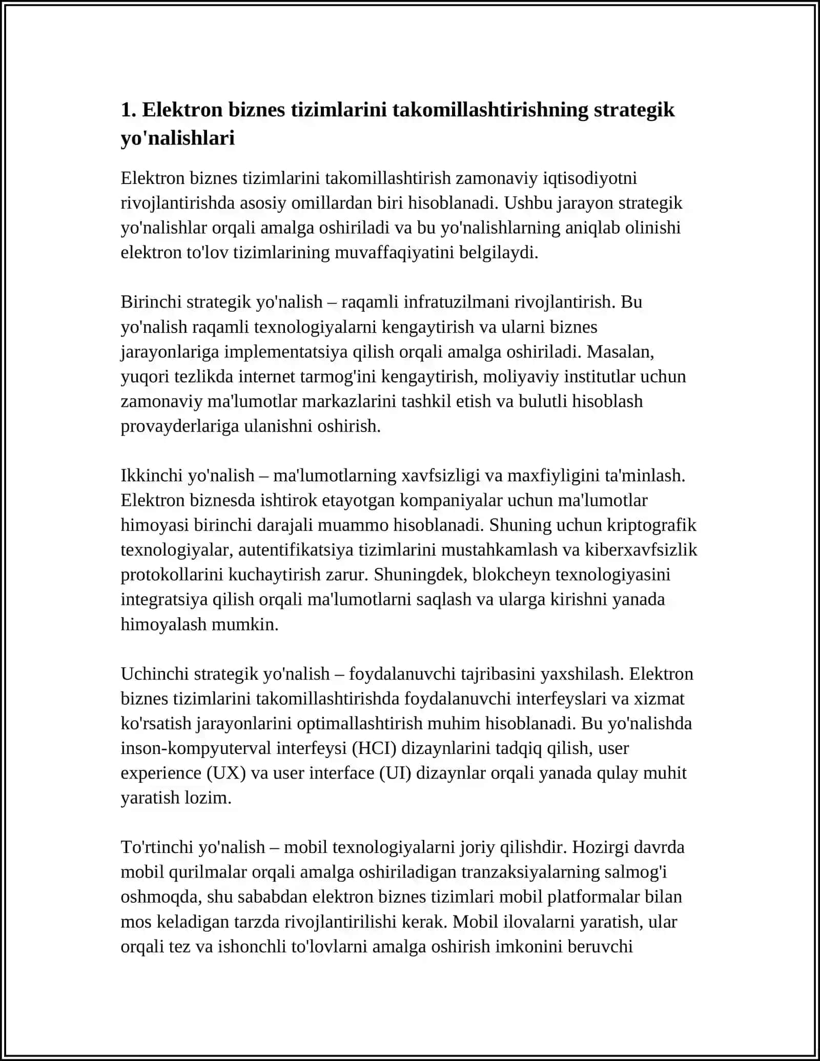 ELEKTRON BIZNES TIZIMLARINI TAKOMILLASHTIRISHNING ASOSIY YO'NALISHLARI. ELEKTRON TO'LOV TIZIMLARIGA TAHLILIY BAHO. WEBMONEY TO'LOV TIZIMI 4