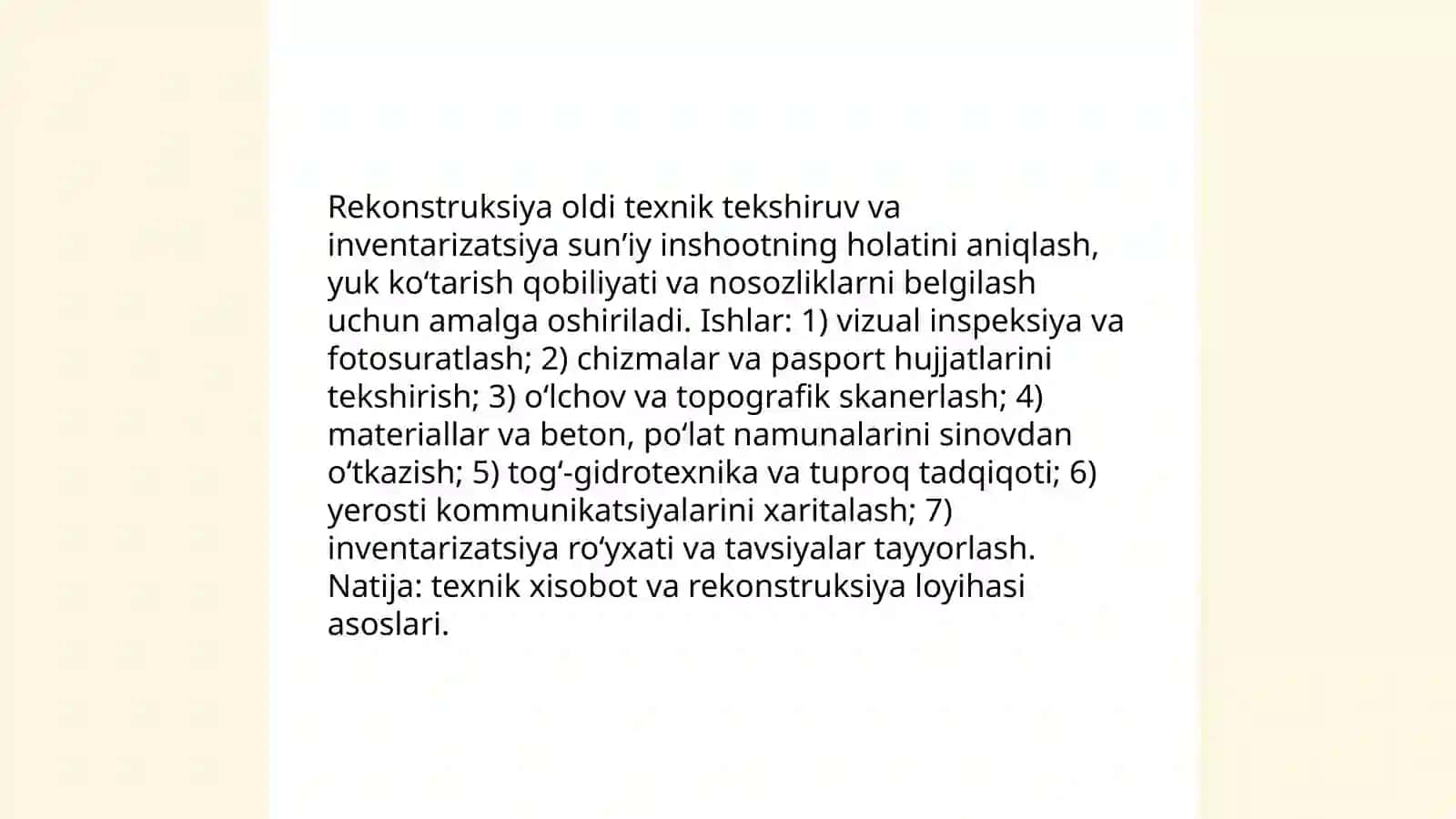 Avtomobil yo‘llaridagi sun'iy inshootlarni qurish va ekspluatatsiya qilish fanidan yozgan mustaqil ish 4