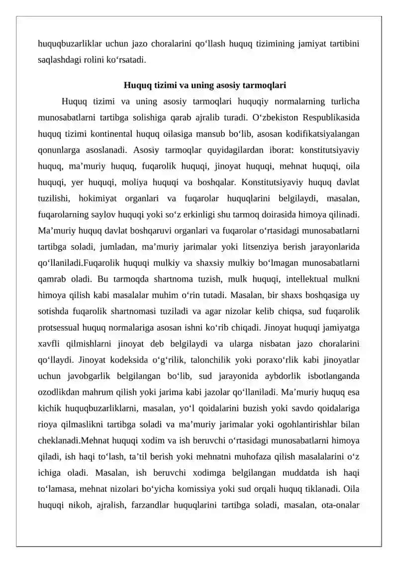 Ma’muriy huquqning O‘zbekiston Respublikasi huquq tizimidagi o‘rni 4