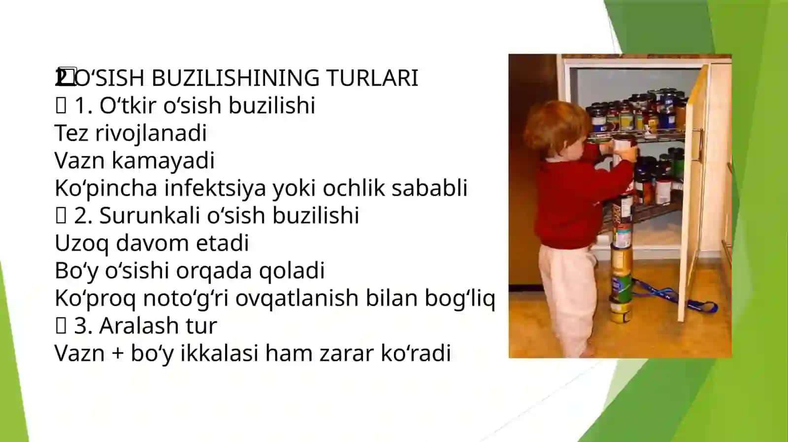 Oʻsishbuzilishi bor bolalarda klinik ovqatlanishningoʻzigaxosligi 4
