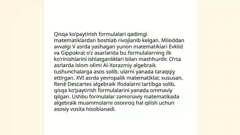 Qisqa koʻpaytirish formulalari 4