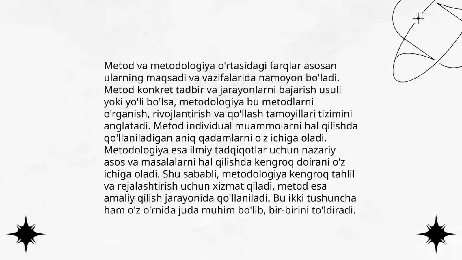 Metod va metodologiya tushunchalari haqidagi ma'lumotlarni oʻrganish 4