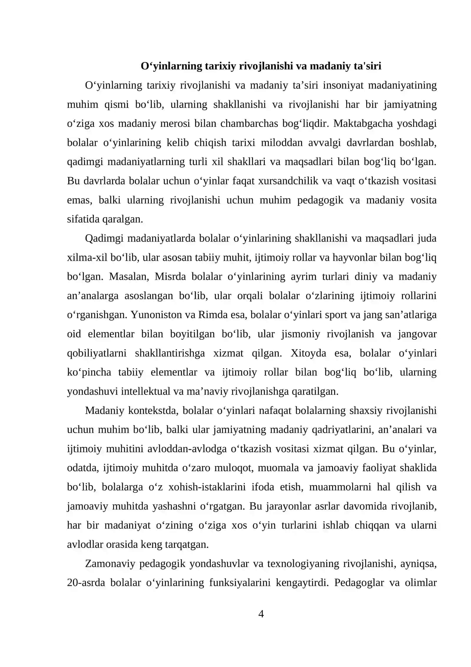 MAKTABGACHA YOSHDAGI BOLALAR OʻYINNING KELIB CHIQISH TARIXI 4