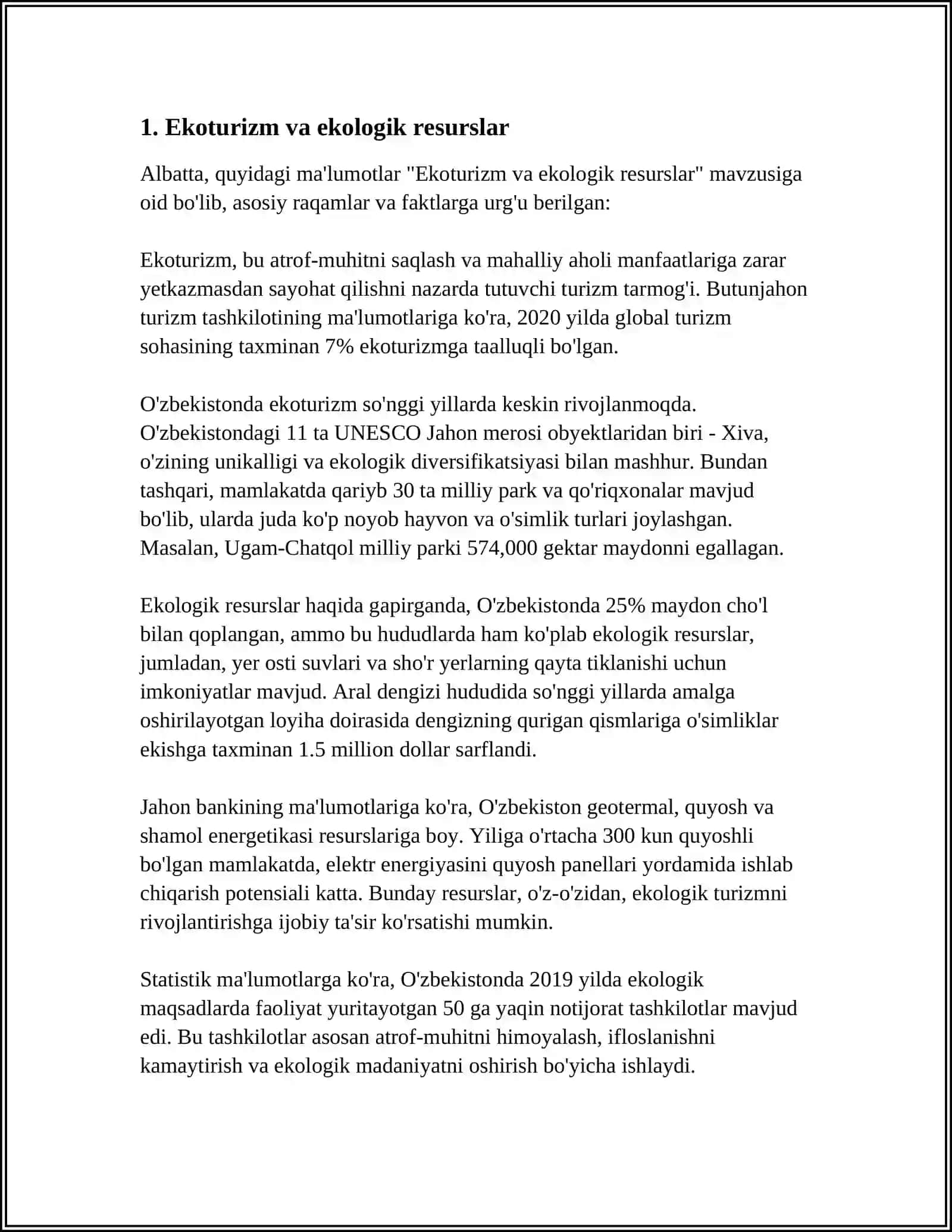 EKSKURSIYA XIZMATLARINI TASHKIL ETISHDA EKOLOGIK RESURSLARNING O'RNI 4