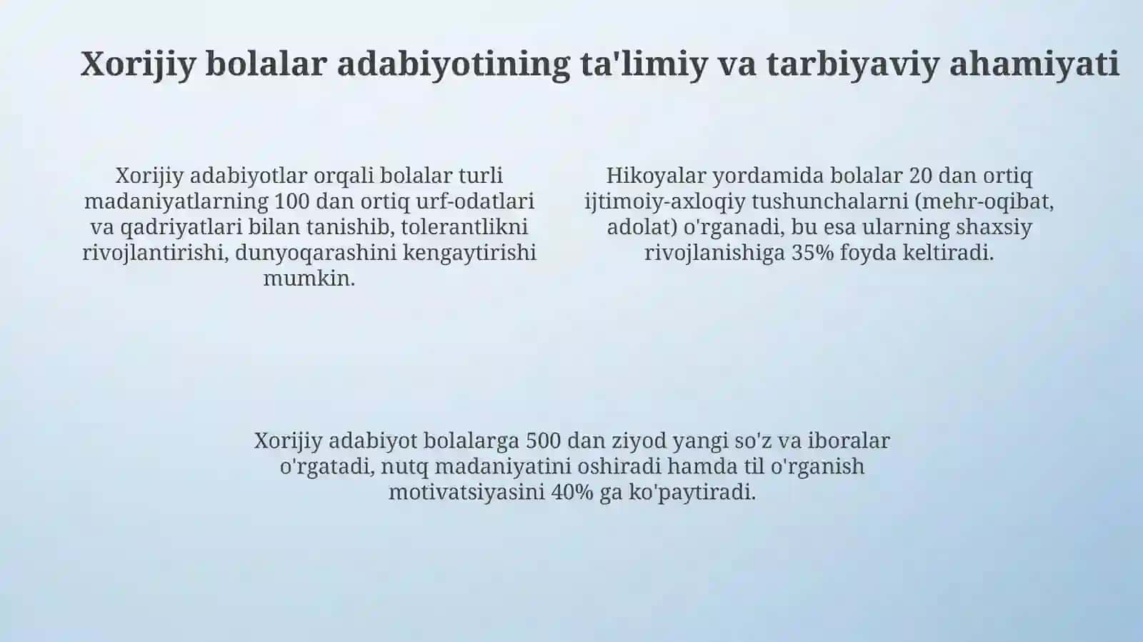 sinfdan tashqari oʻqish darslarini tashkil etishda chet el bolalar adabiyoti asarlaridan foydalanish 4