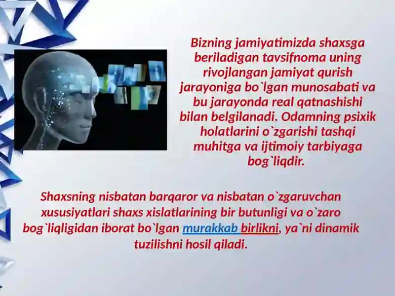 Shaxsning malaka va odatlari 4