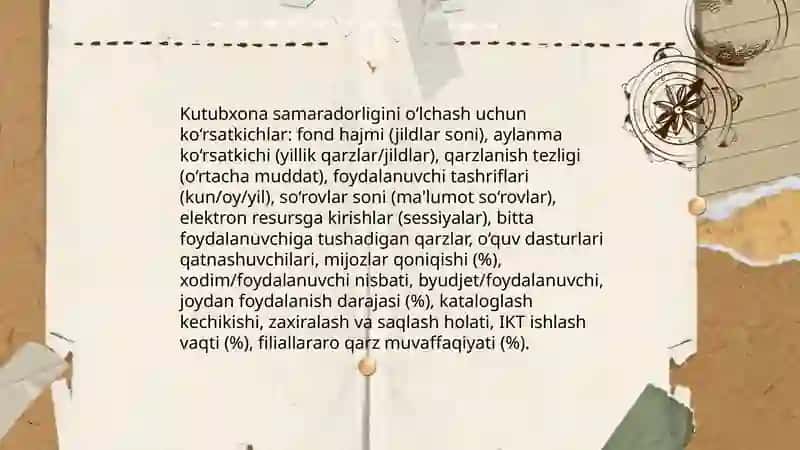 O'lchashlarning kutubxona -axborot faolyatidagi ahamyati 4