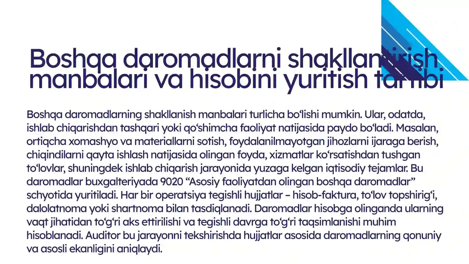 Аsоsiу fаоliуаtdаn оlingаn bоshqа dаrоmаdlаrni tekshirish 4