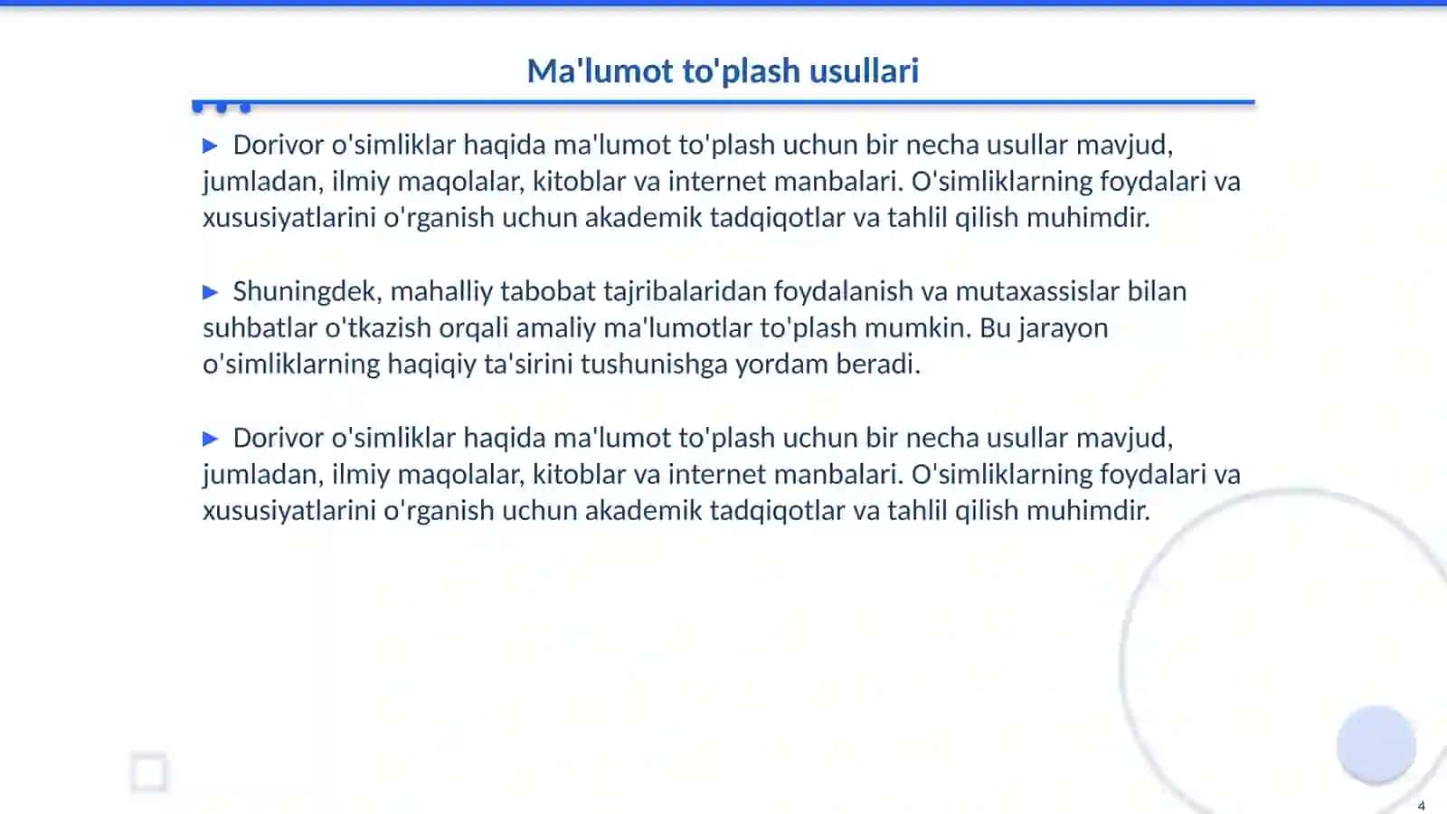 Dorivor o'simliklar bo'yicha refarat va taqdimot tayyorlash bo'yicha uslubiy ko'rsatmalar 4