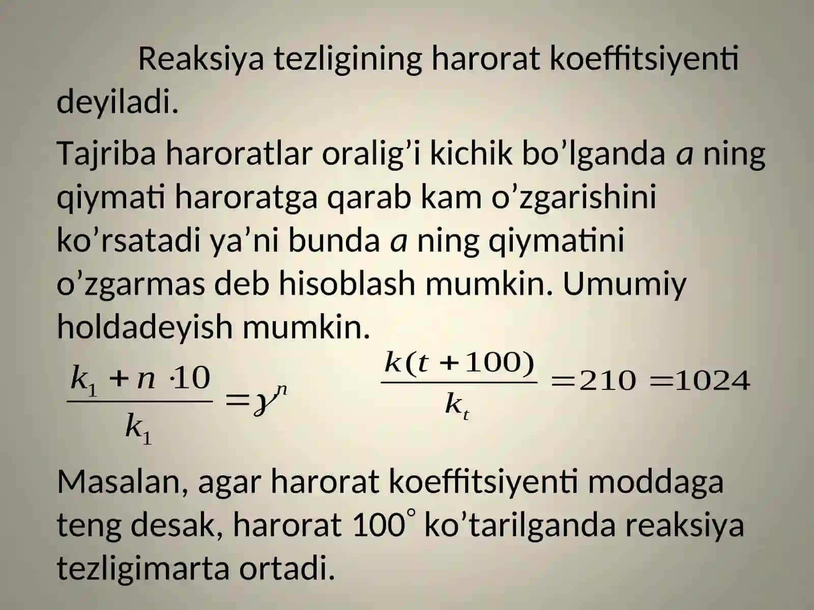 Kimyoviy reaksiyalar tezligi va harorat 4