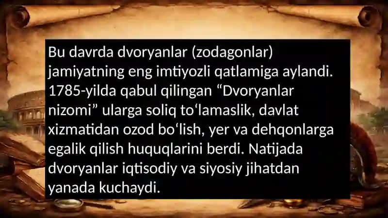 XVIII asr oxirida Rossiyaning ichki va tashqi siyosati 4
