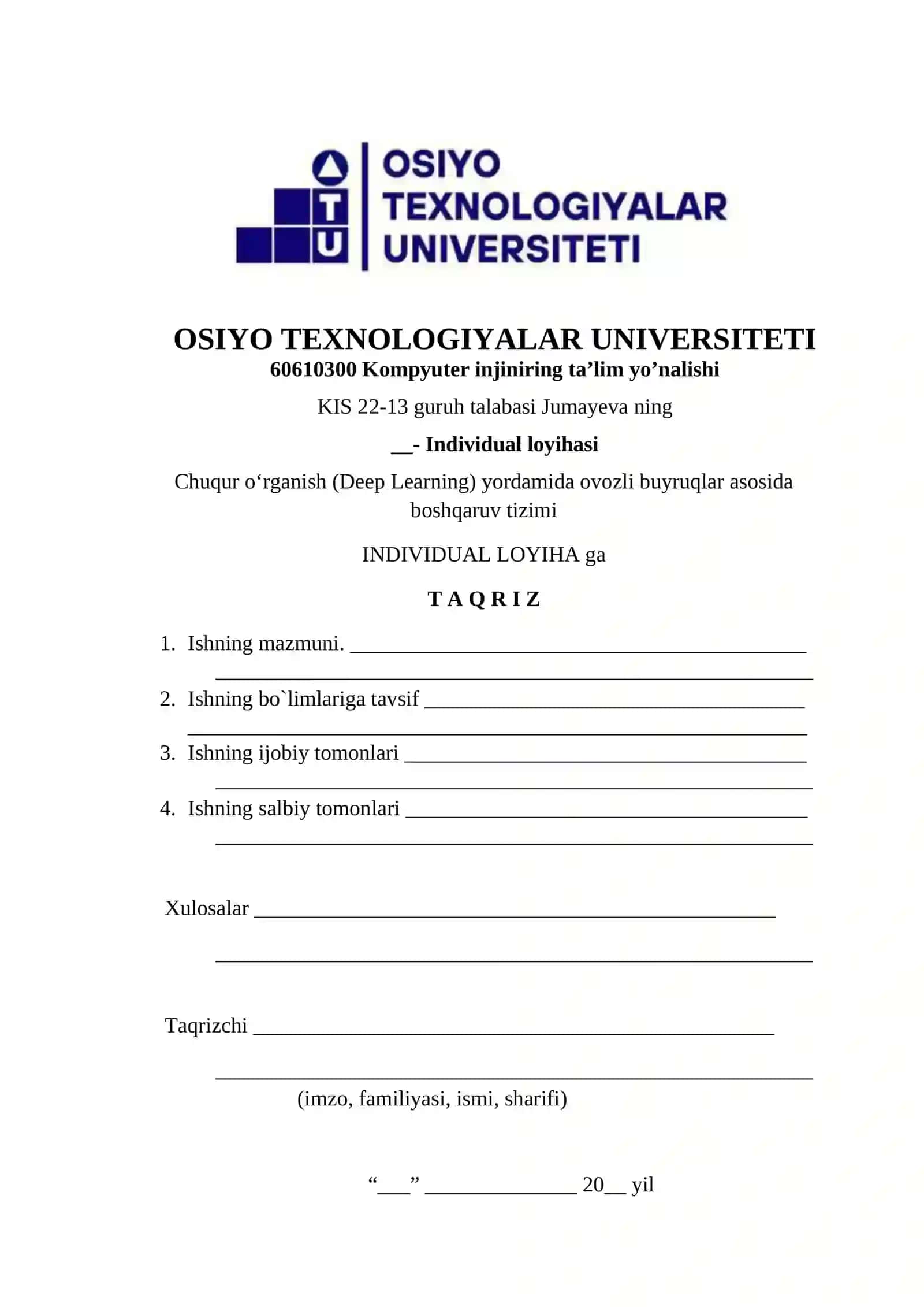 (DEEP LEARNING) CHUQUR O‘RGANISH  YORDAMIDA OVOZLI BUYRUQLAR ASOSIDA BOSHQARUV TIZIMI 4
