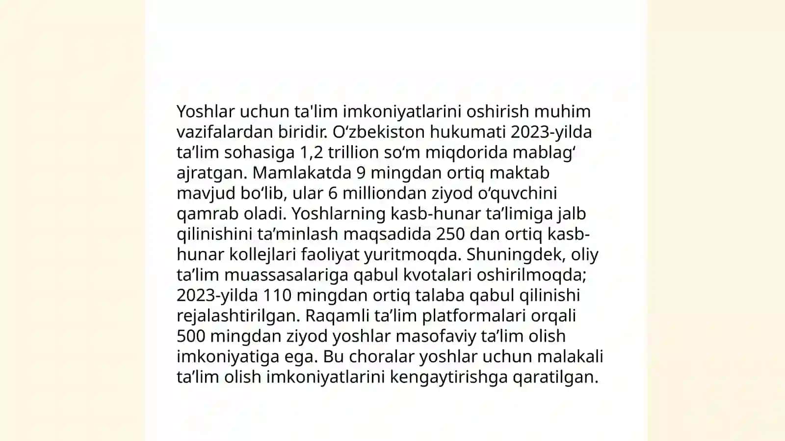 Yoshlar muammolarini o‘rganish va hal etish tizimini yanada takomillashtirish chora-tadbirlari 4