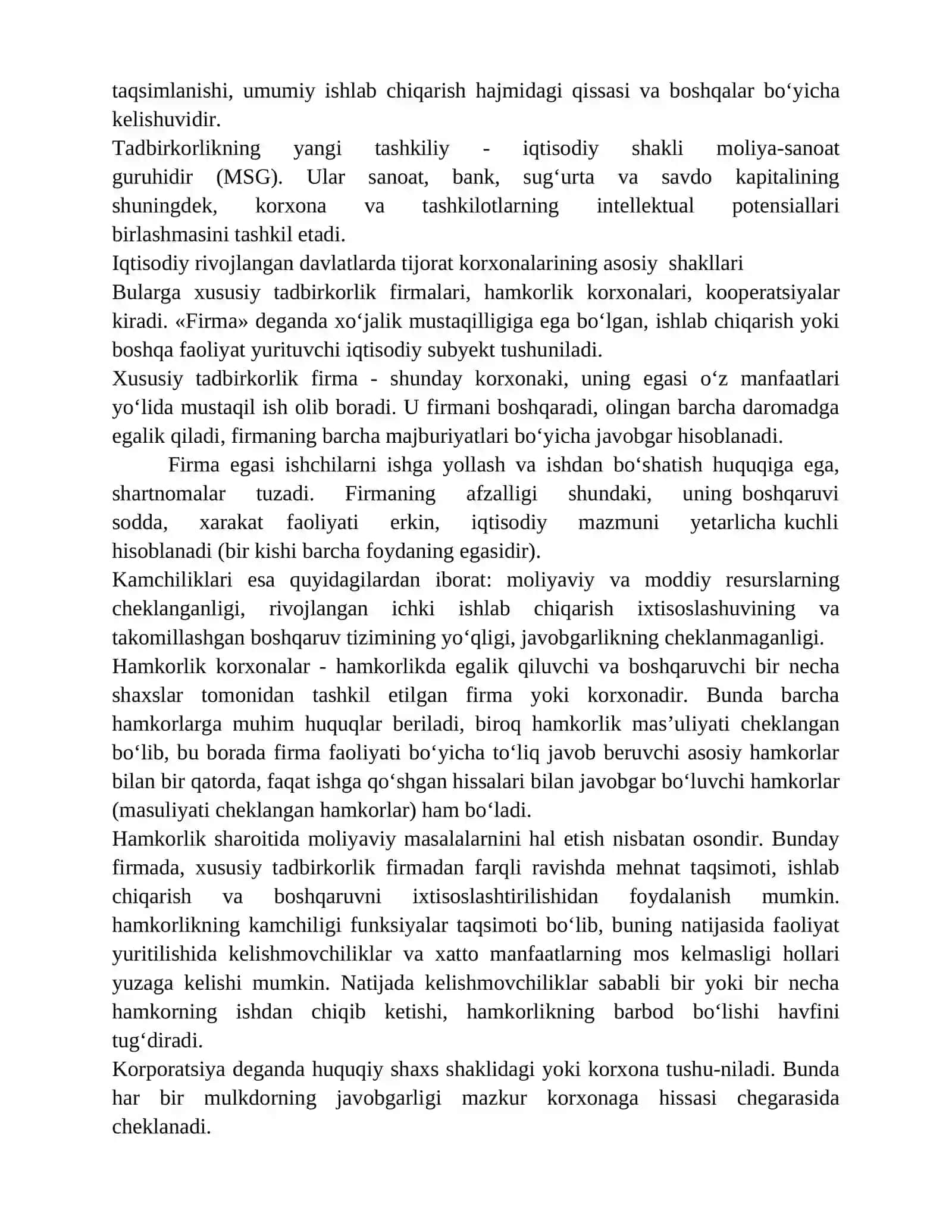 Tadbirkorlik faoliyati mohiyati. Tadbirkorlik shakllari 4