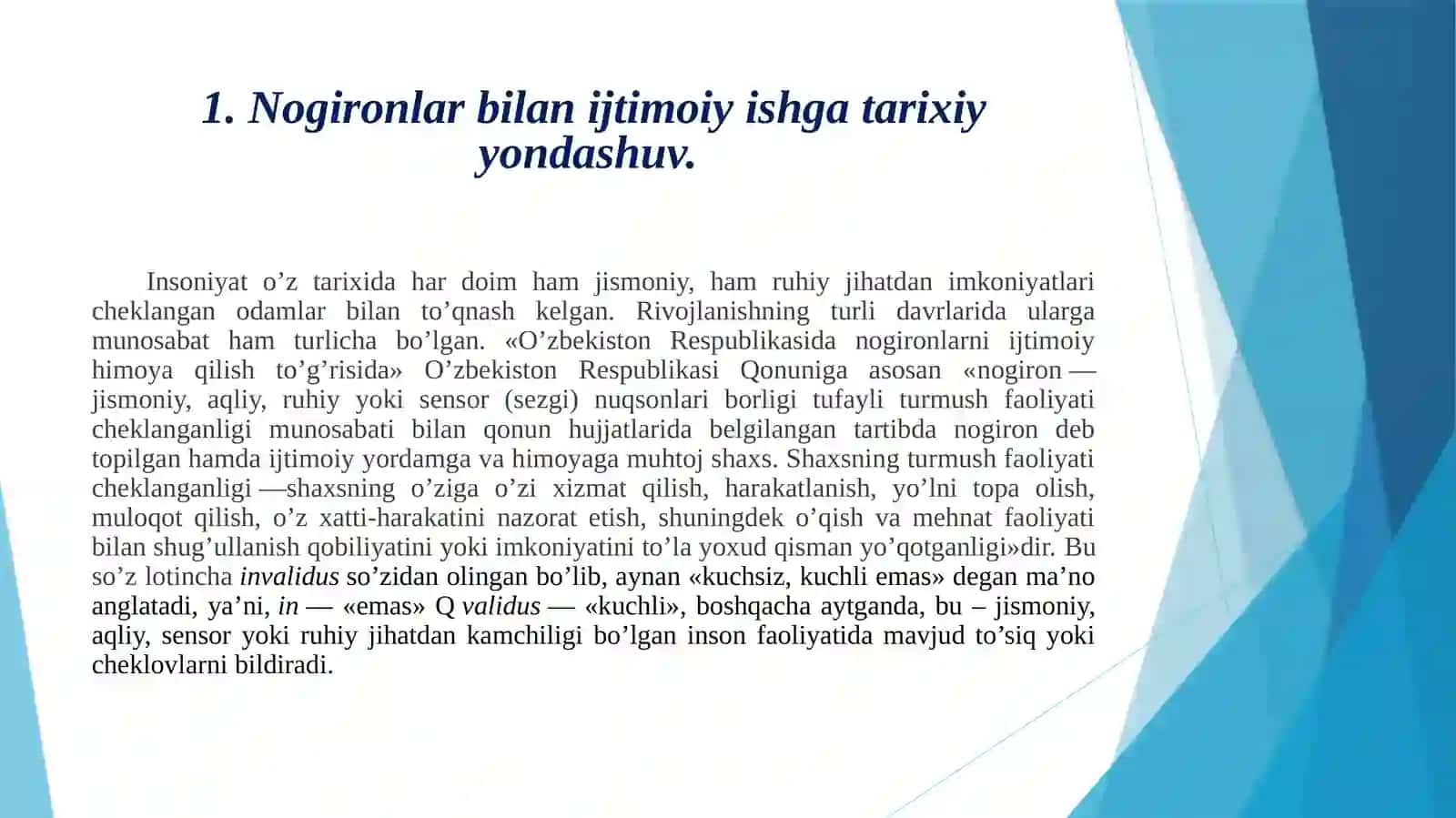 Nogironligi bor shaxslar. ularning oilalari bilan ijtimoiy ish 4