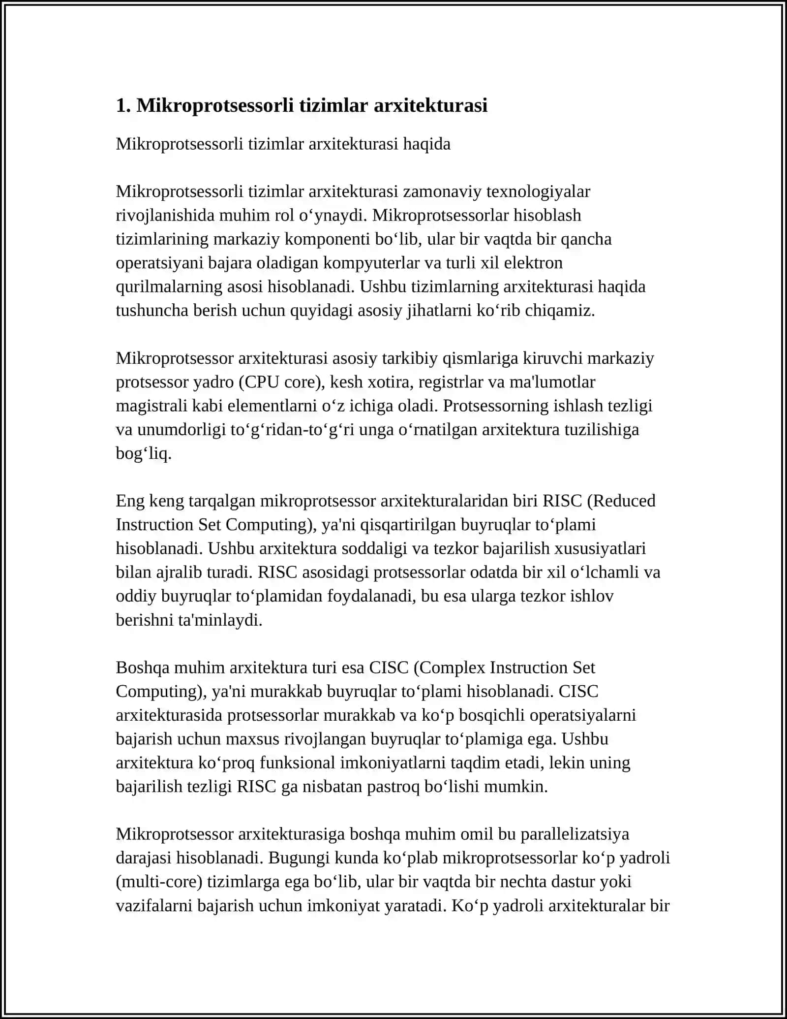 MIKROPROTSESORLI TIZIMLARDAN INTERFEYSLAR VA MA'LUMOTLAR ALMASHINUVI 4