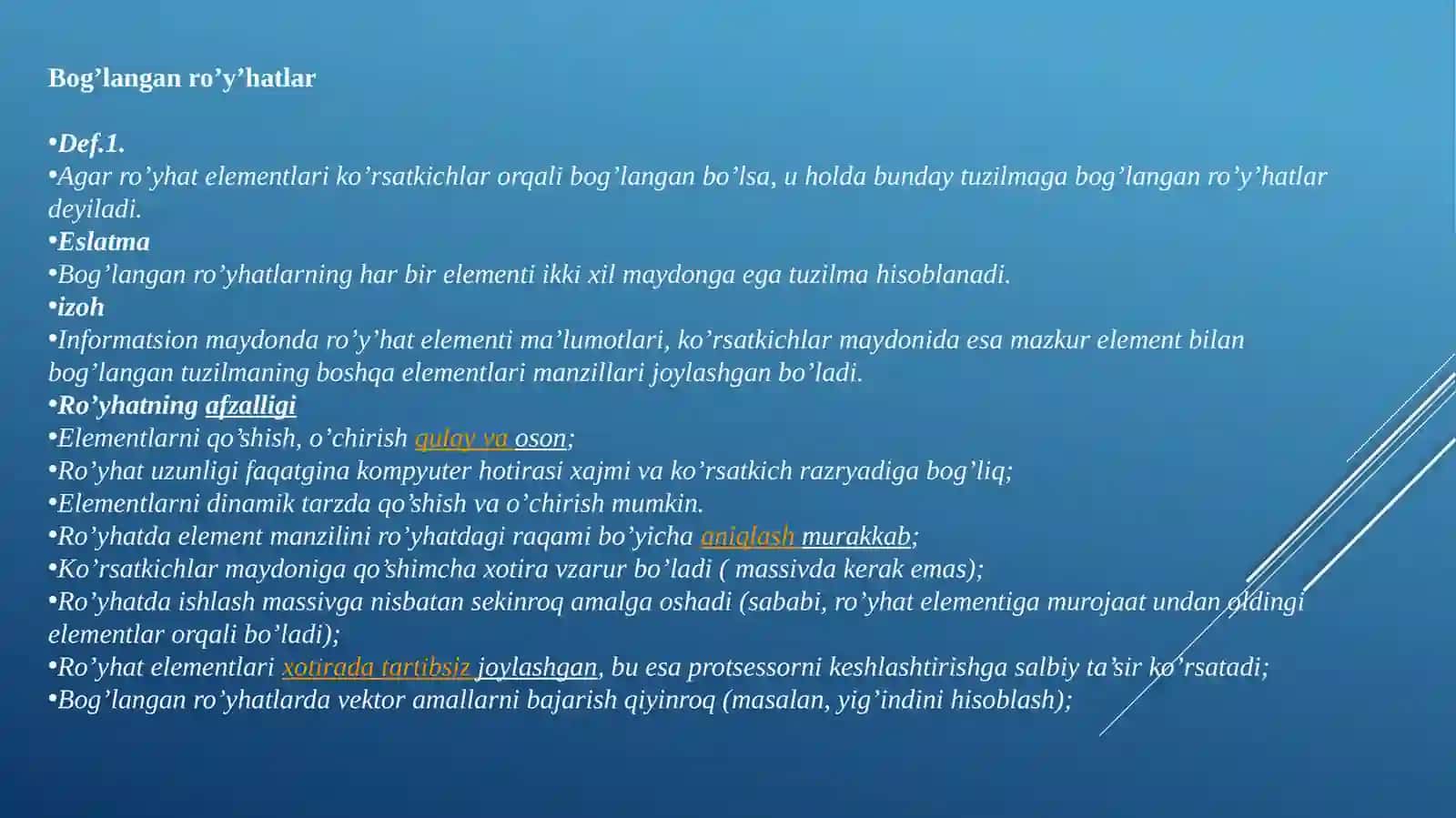 Fan: Ma’limotlar tuzilmasi va algoritmlar 4