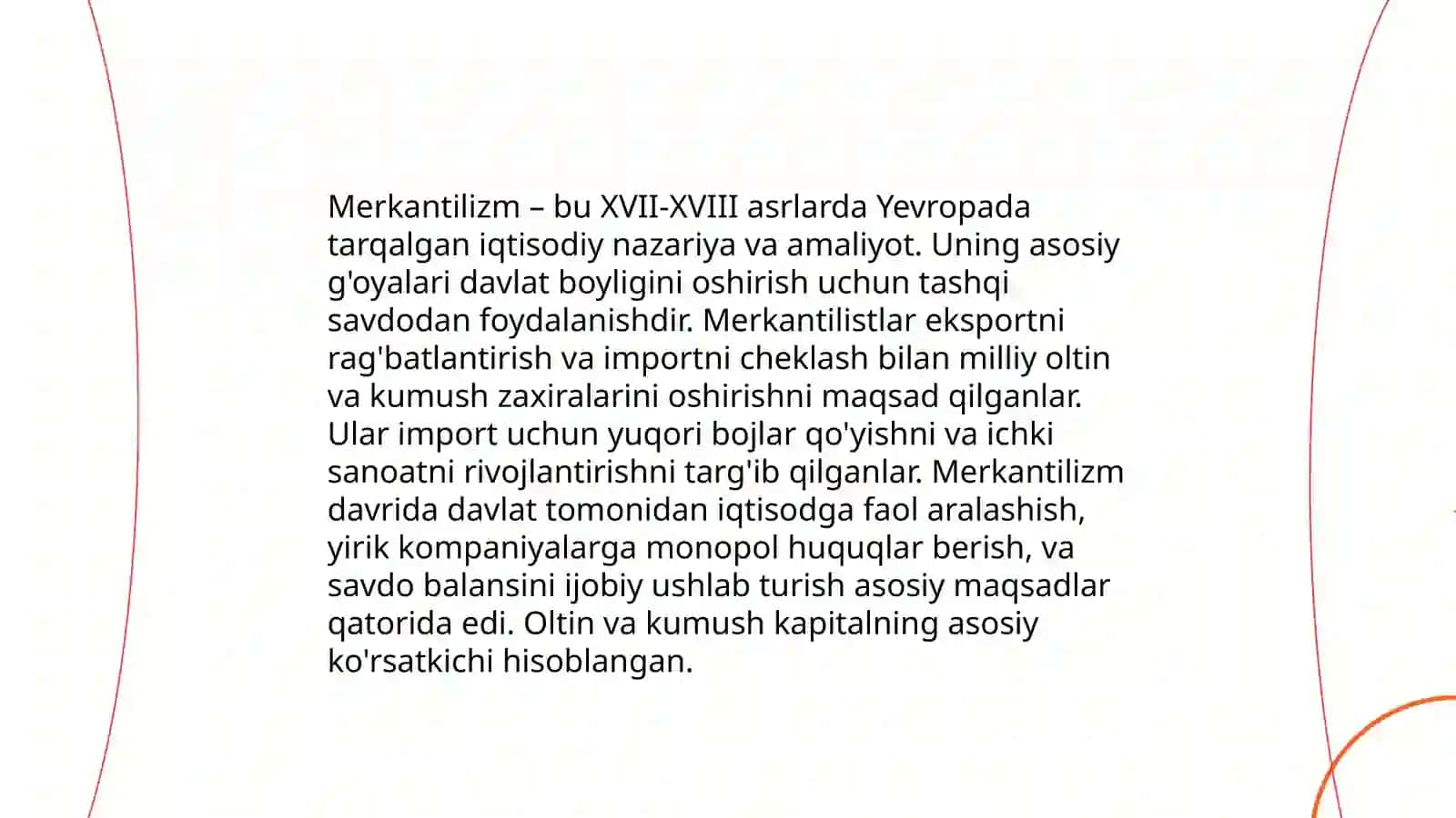 Uygonish davri Merkantalizm va Fiziokratlar 4