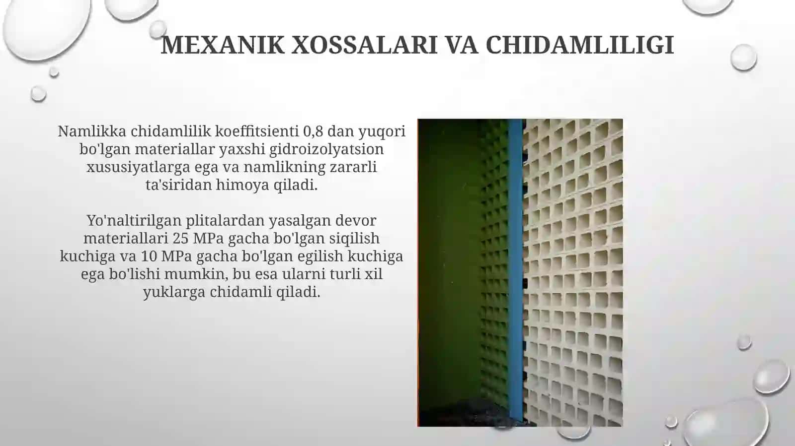 Yoʻnaltirilgan qilindi plitalardan devorbop materiallar 4