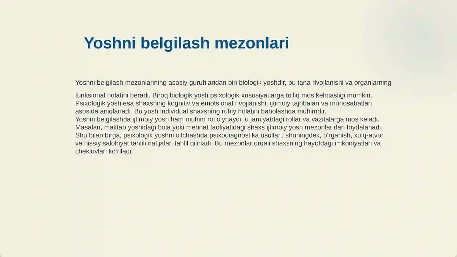 PSIXOLOGIK YOSH VA PSIXIK RIVOJLANISHNI DAVRLASHTIRISH 4