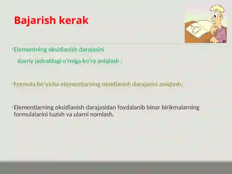 Elementlarning oksidlanish darajasi 4