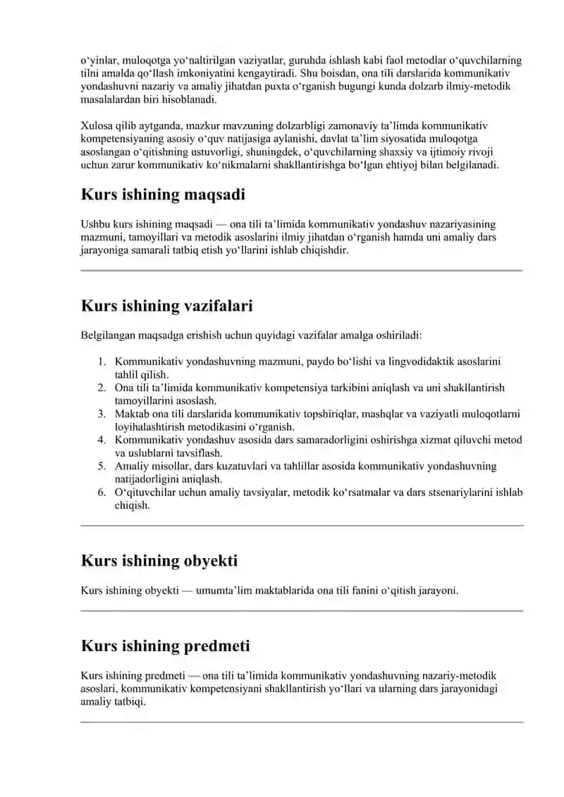Ona tili taʼlimi Kurs ishi 4