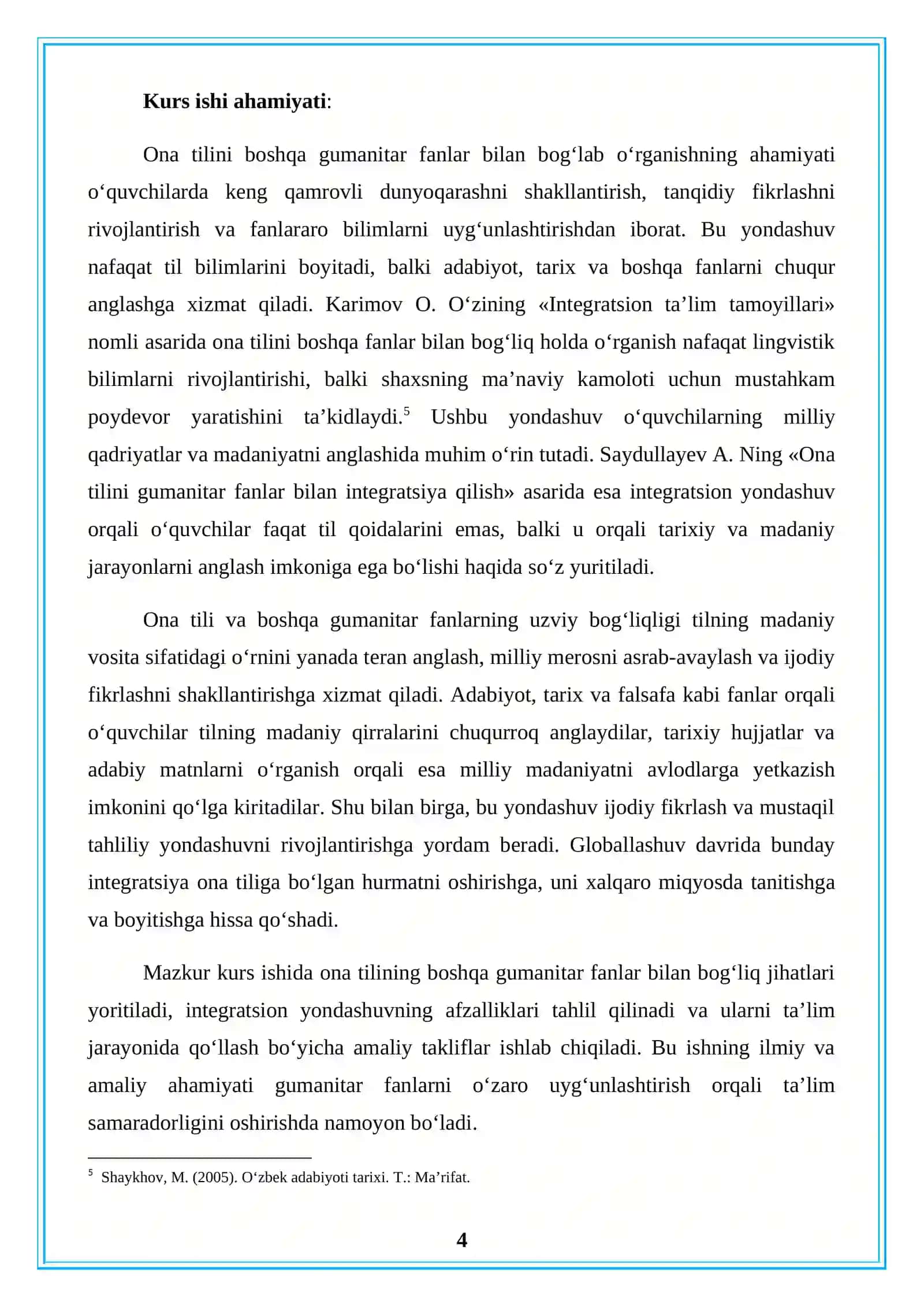 Ona tilini boshqa gumanitar fanlarga bogʻlab o‘rganish 4