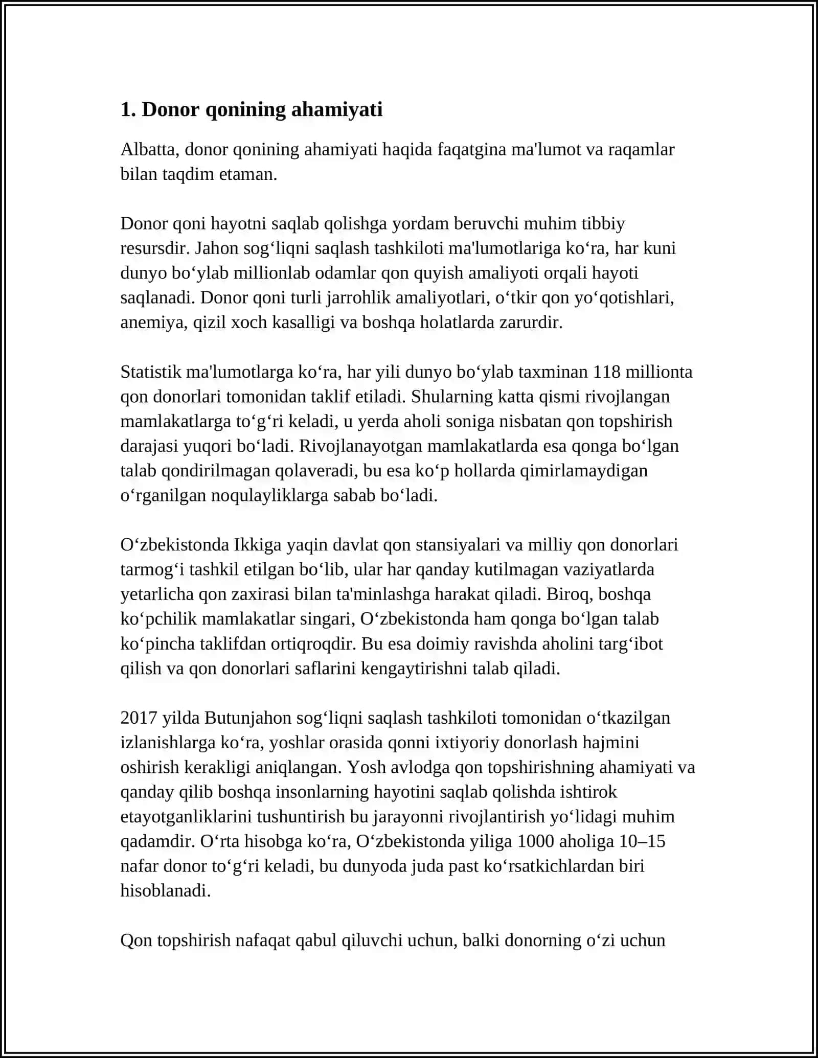 "DONOR QONI MANBALARI. QON KOMPONENTLARI VA PREPARATLARI" 4