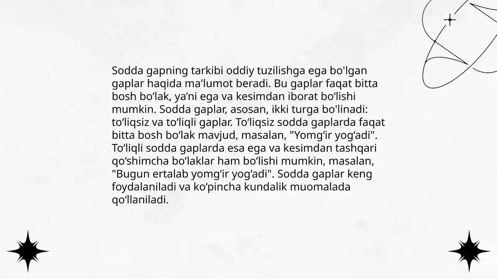 Sodda gapning taʼrifi va tasnifi 4