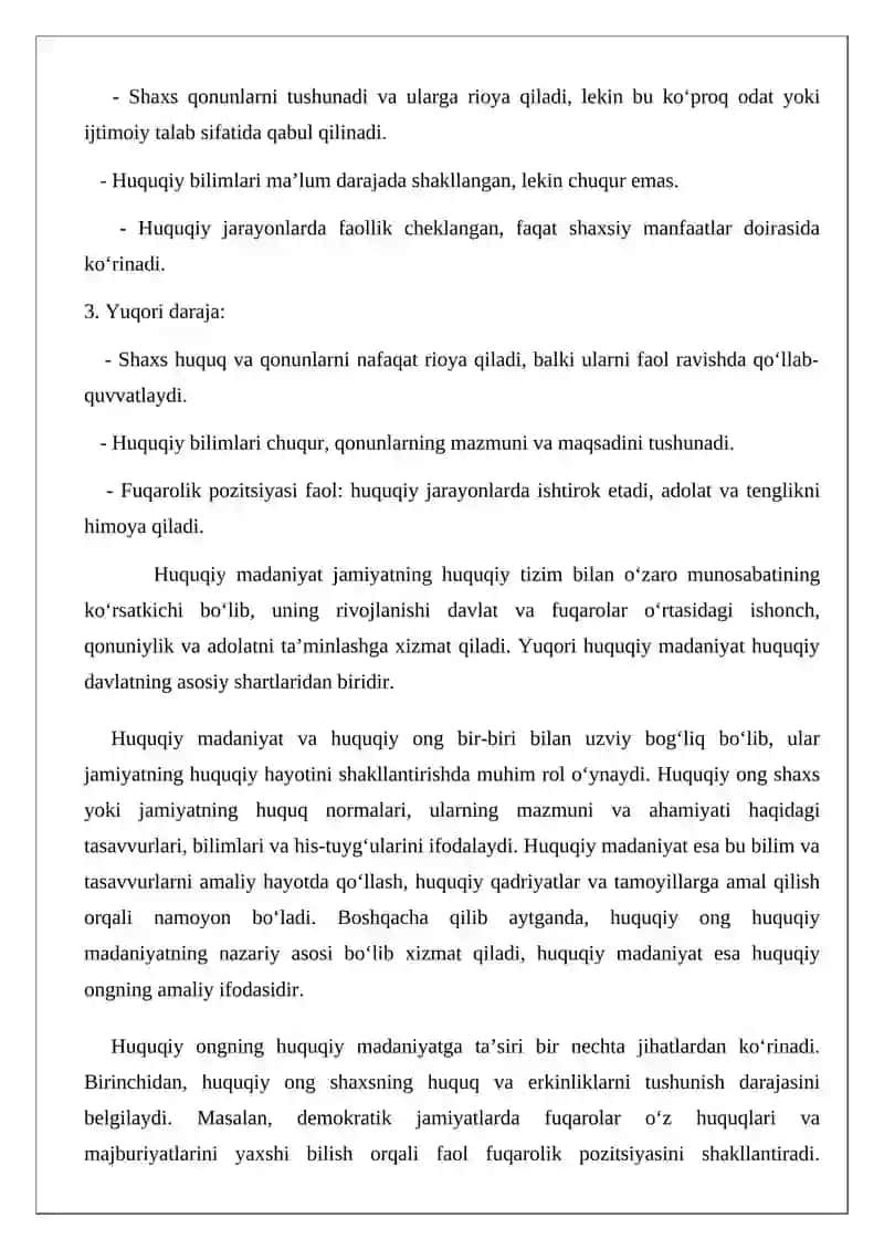 Huquqiy madaniyat: tushunchasi, tuzilishi, darajalari 4