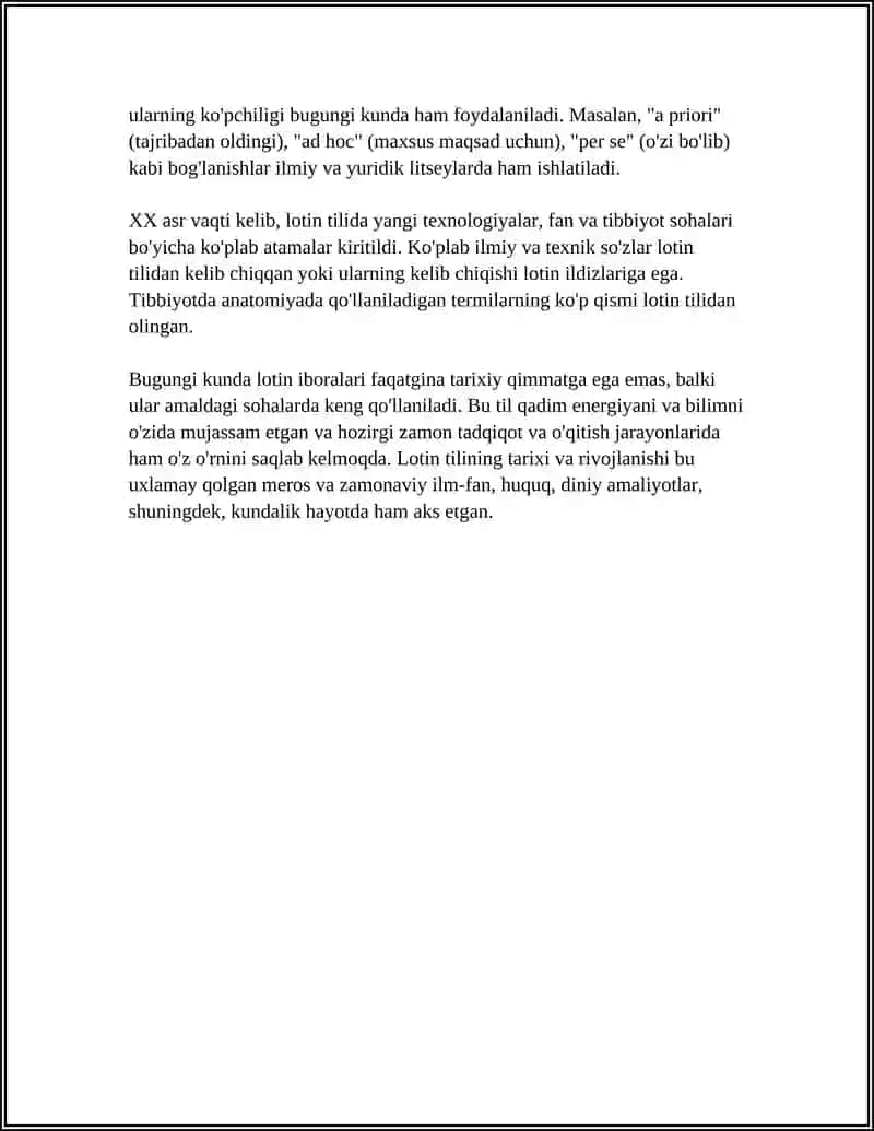 LOTIN IBORALARINING HAYOTIMIZNING BARCHA JABHALARIDA TUTGAN OʻRNI 4