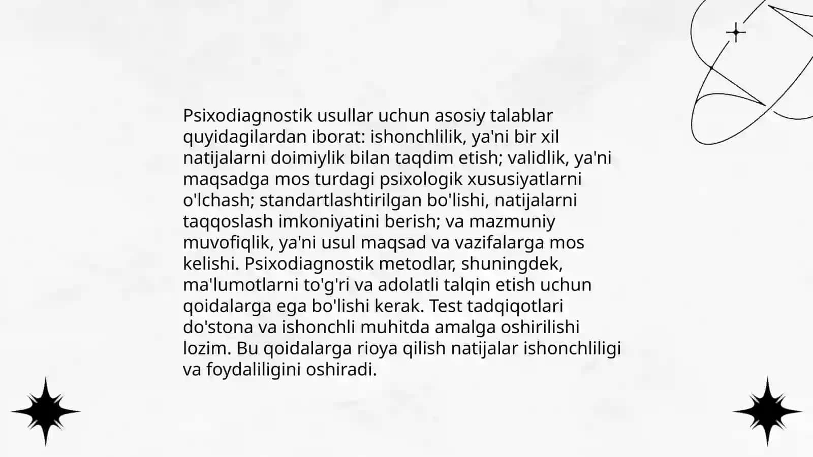 Psixodiagnostikani metoʻdikalarga qoʻyiladigon talabalari 4